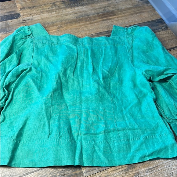 J Crew square neck Green Button-Up Blouse - Picture 3 of 3